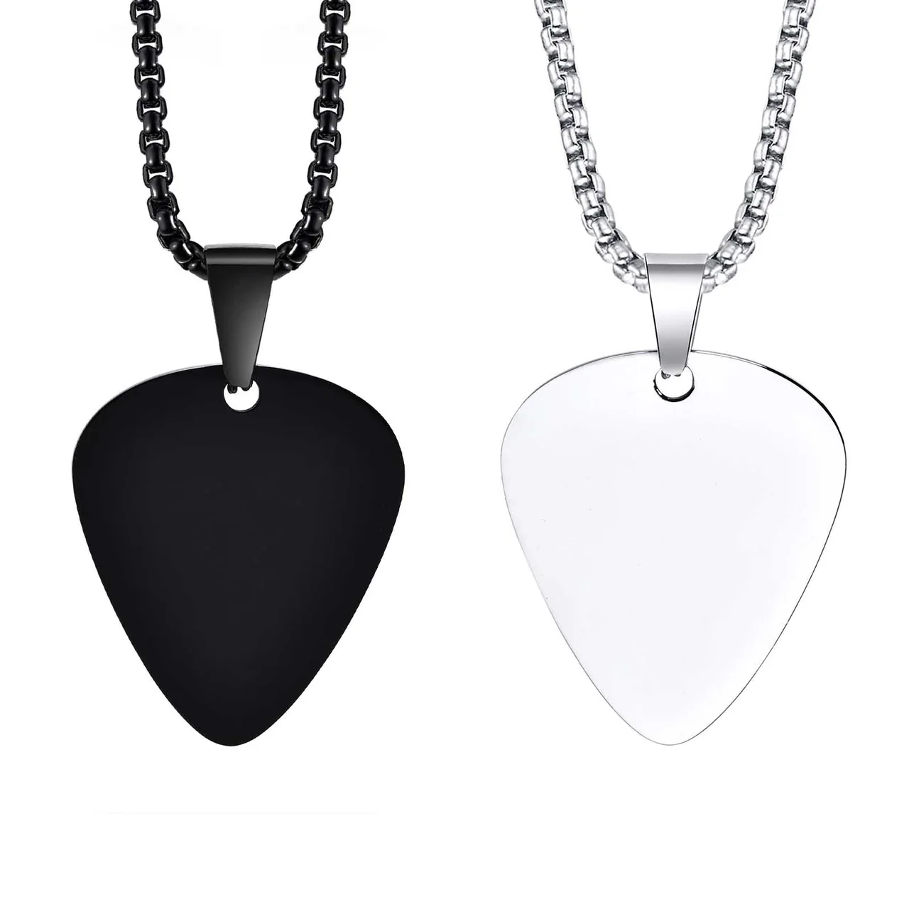 Edgy Stainless Steel Pick Pendant Box Chain Necklace