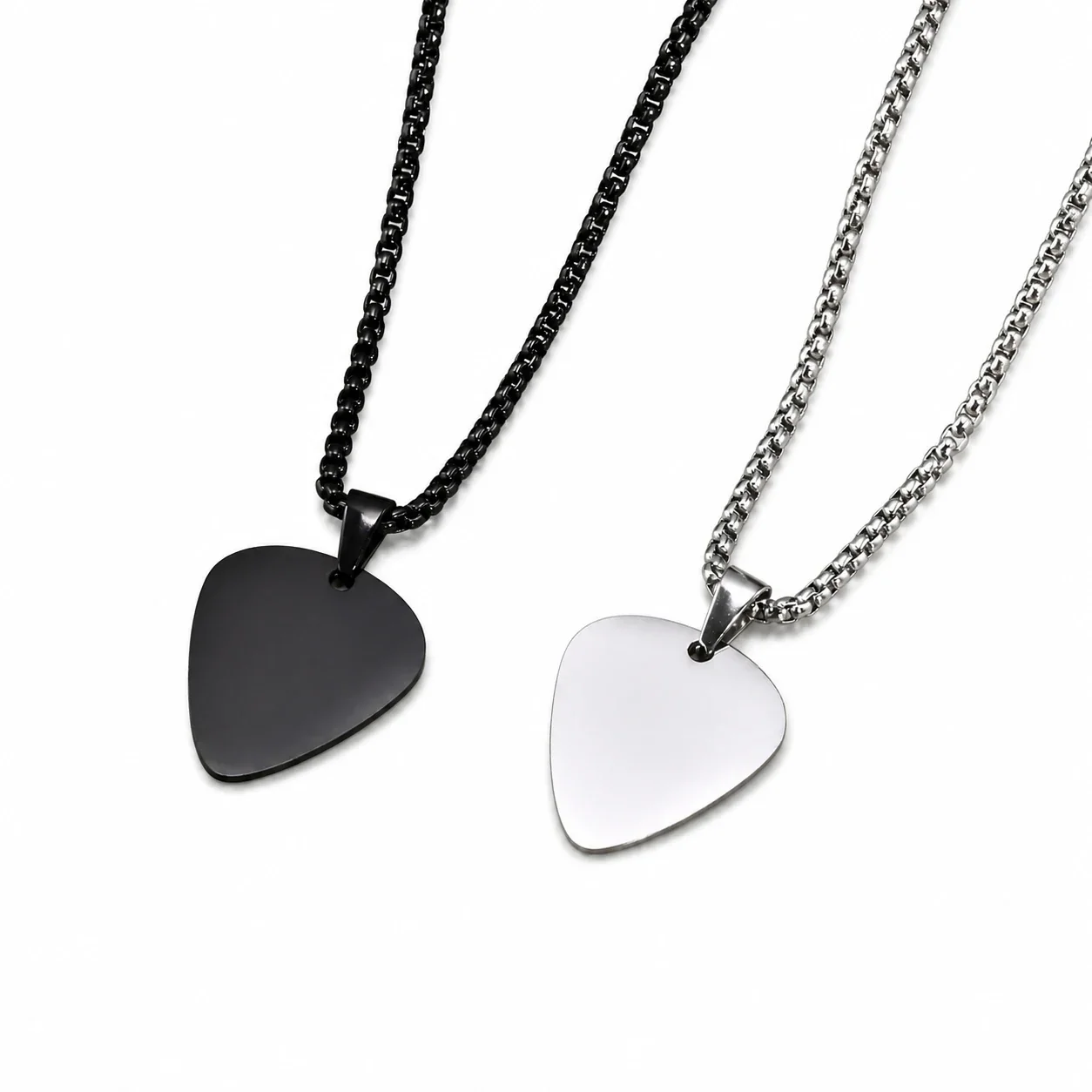 Edgy Stainless Steel Pick Pendant Box Chain Necklace
