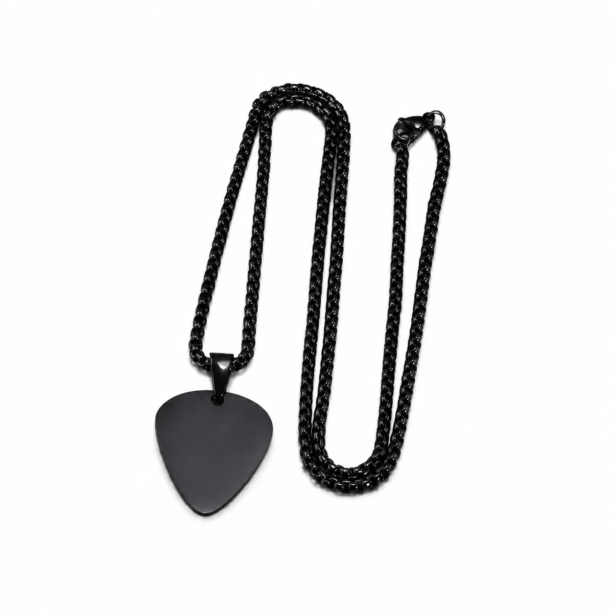 Edgy Stainless Steel Pick Pendant Box Chain Necklace