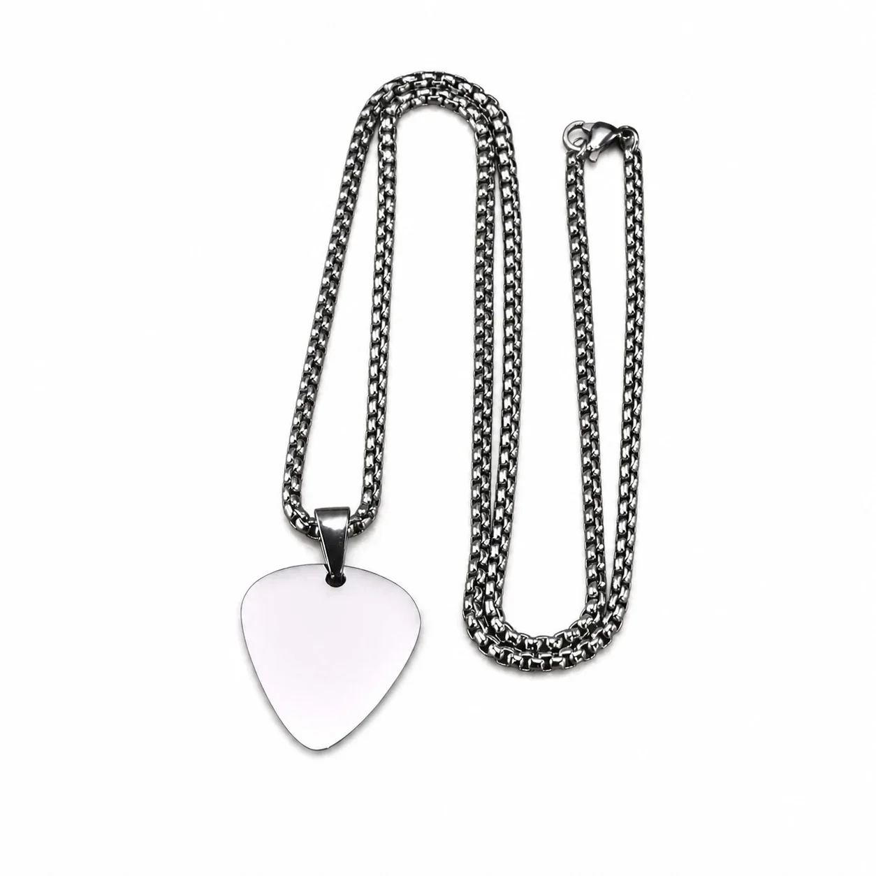 Edgy Stainless Steel Pick Pendant Box Chain Necklace