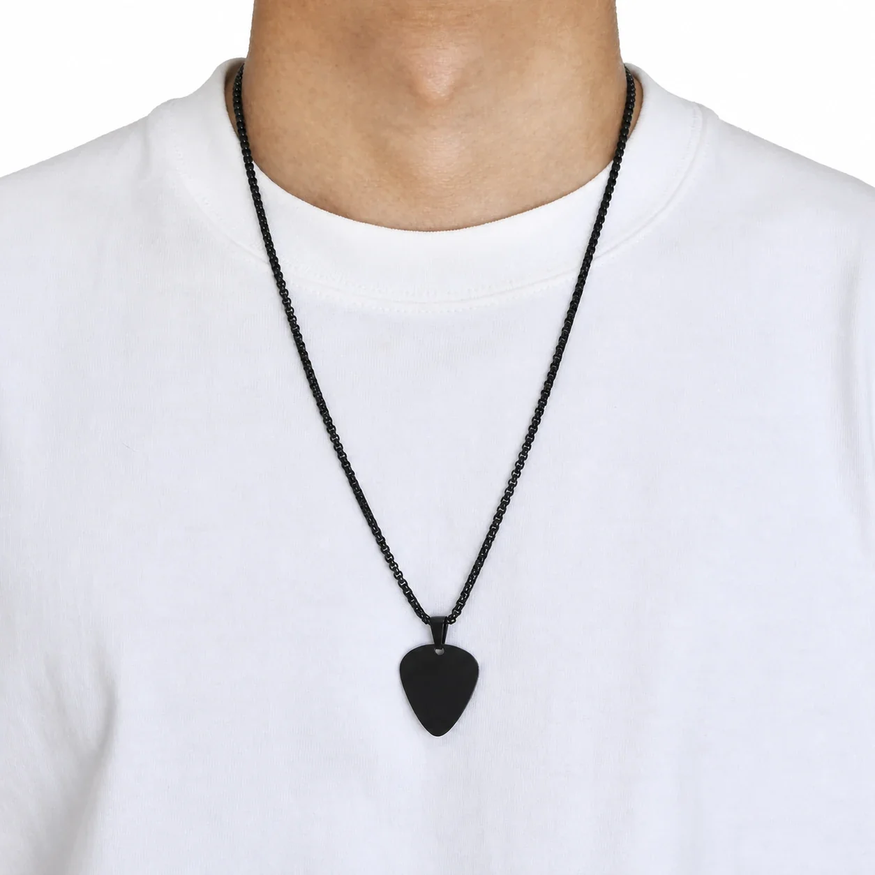 Edgy Stainless Steel Pick Pendant Box Chain Necklace