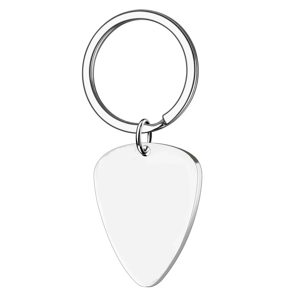 Edgy Stainless Steel Pick Pendant Box Chain Necklace - Silver Keychain