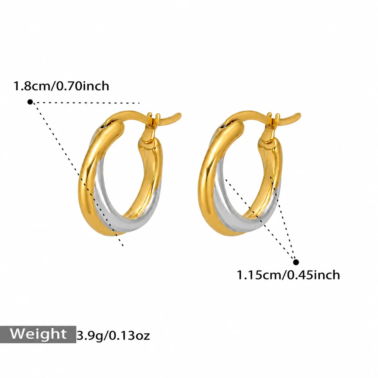 Hoop Earrings, Twisted Two-Tone Stainless Steel Gold PVD - Two-Tone