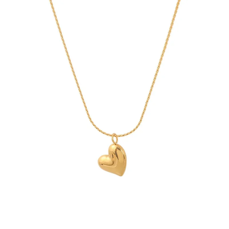 Polished Gold-Plated Heart Rope Chain Necklace