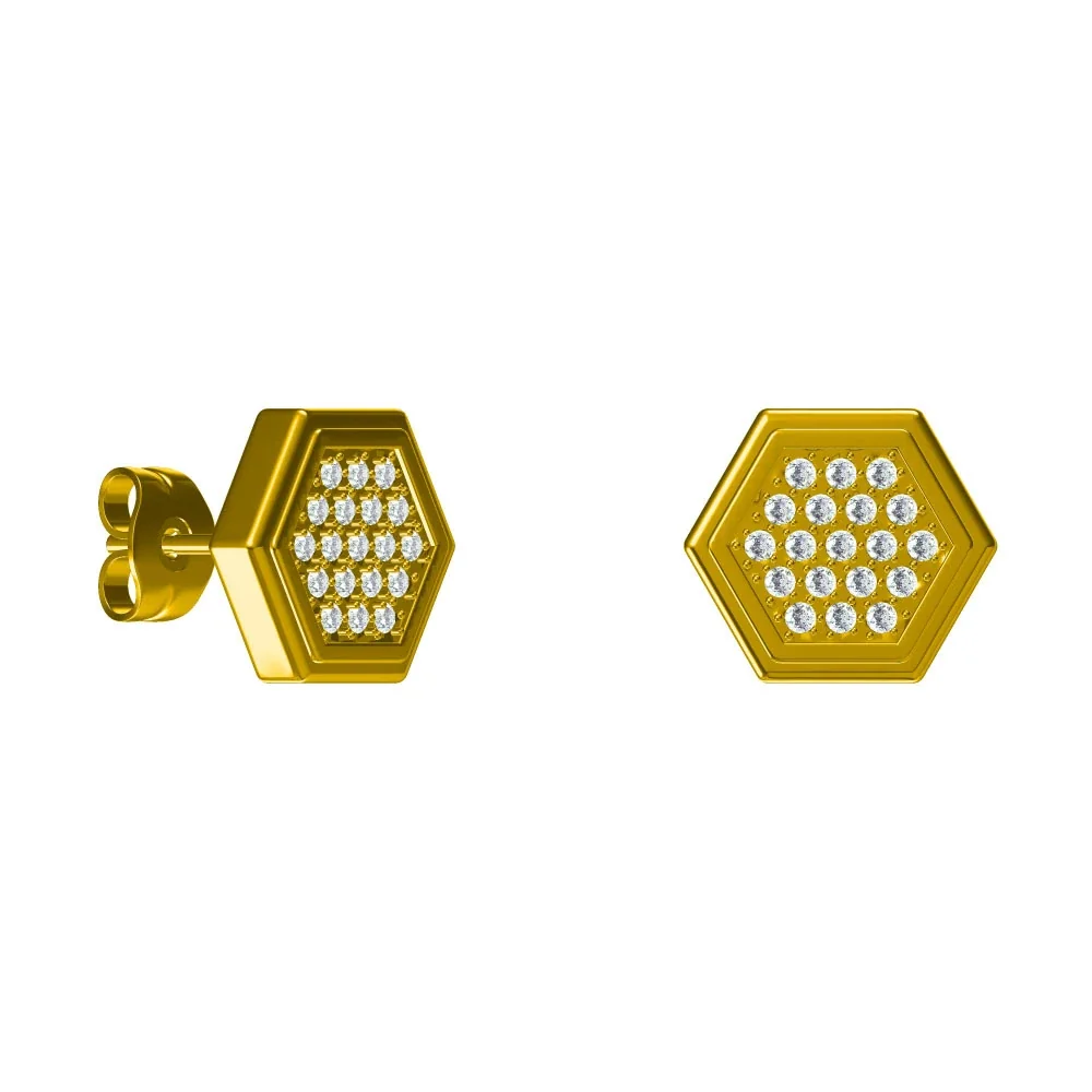 Produktfoto: Stern-Ohrstecker aus 316 Edelstahl mit fünf Kristallen und Gold-PVD