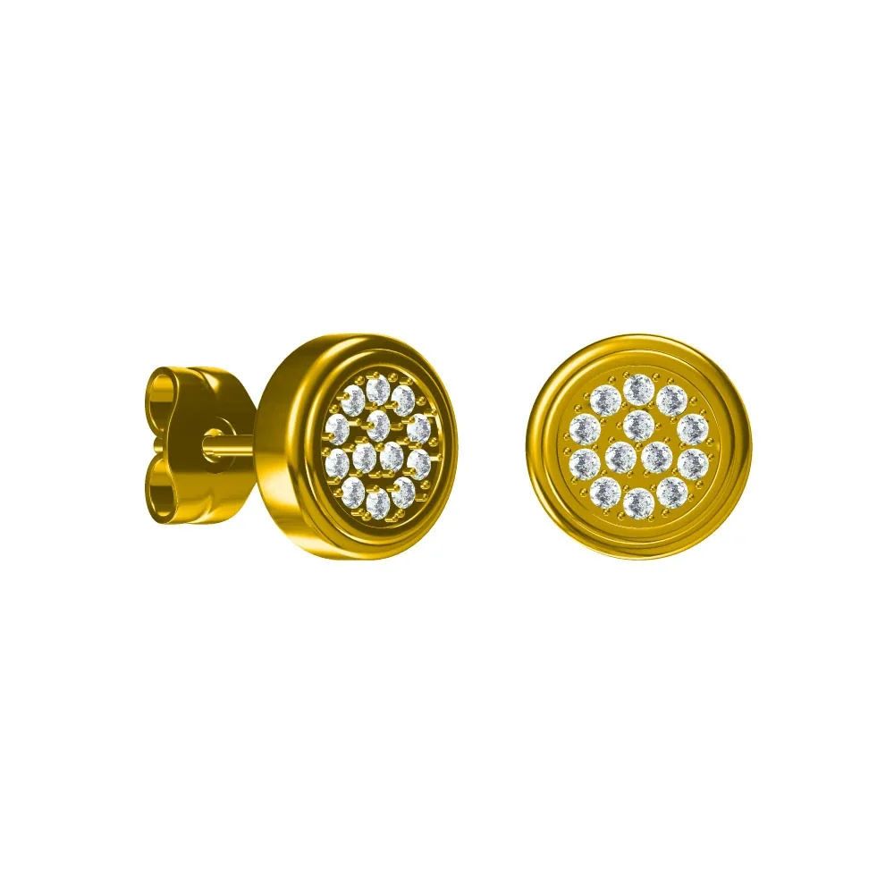 Produktfoto: Stern-Ohrstecker aus 316 Edelstahl mit fünf Kristallen und Gold-PVD