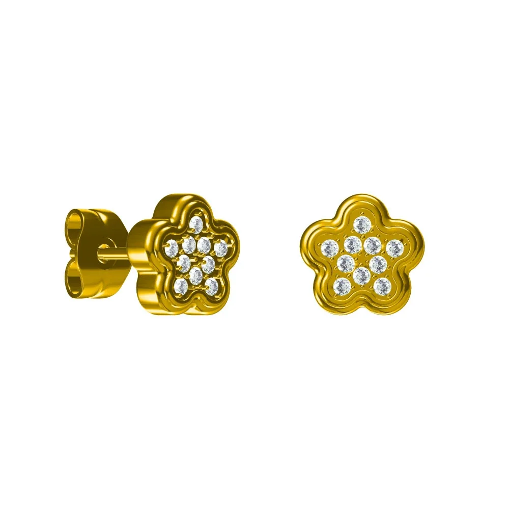 Produktfoto: Stern-Ohrstecker aus 316 Edelstahl mit fünf Kristallen und Gold-PVD