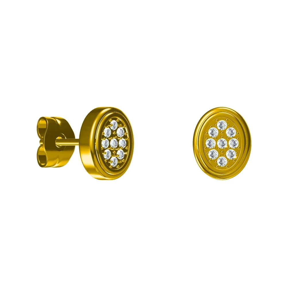 Produktfoto: Stern-Ohrstecker aus 316 Edelstahl mit fünf Kristallen und Gold-PVD