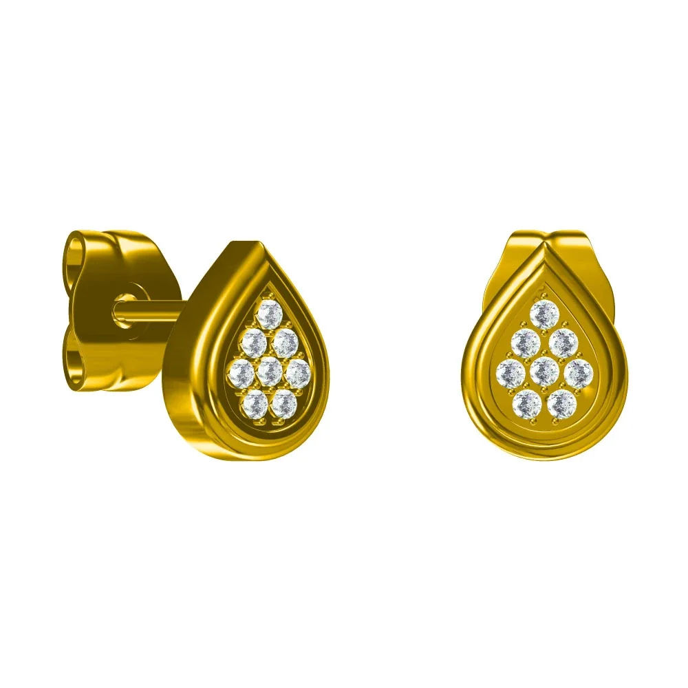 Produktfoto: Stern-Ohrstecker aus 316 Edelstahl mit fünf Kristallen und Gold-PVD