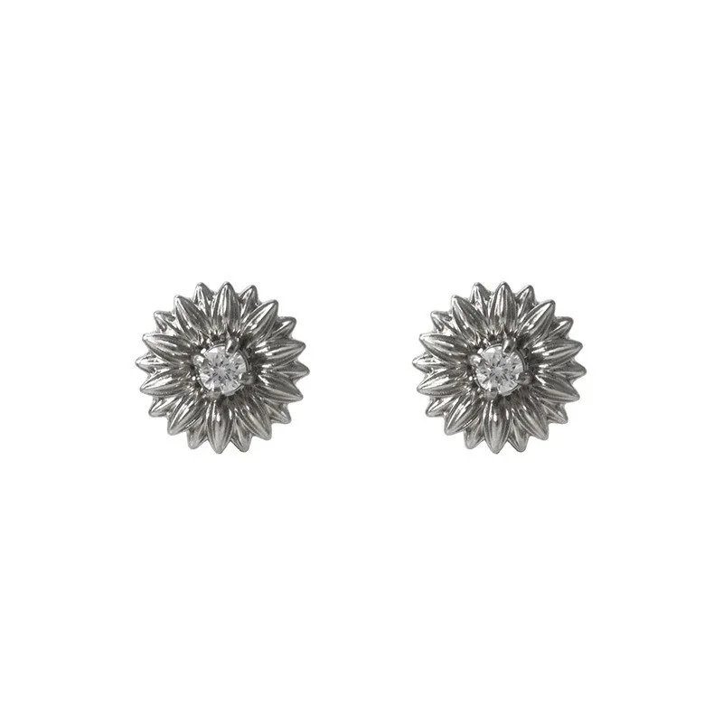 Half Hoop Earrings Ribbed Dome 316 Stainless Steel 18K Gold PVD - Silver Style