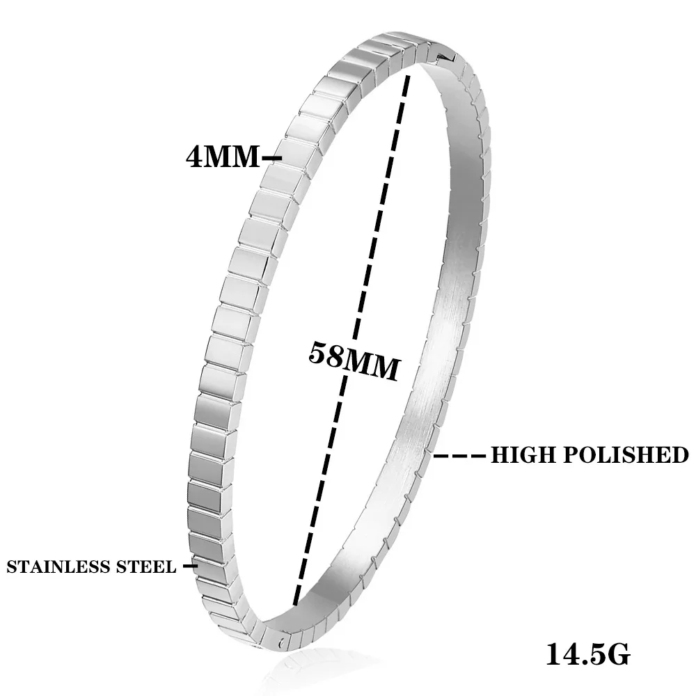 Armring met vierkante kastzettingen met zirkonia, roestvrij staal productfoto