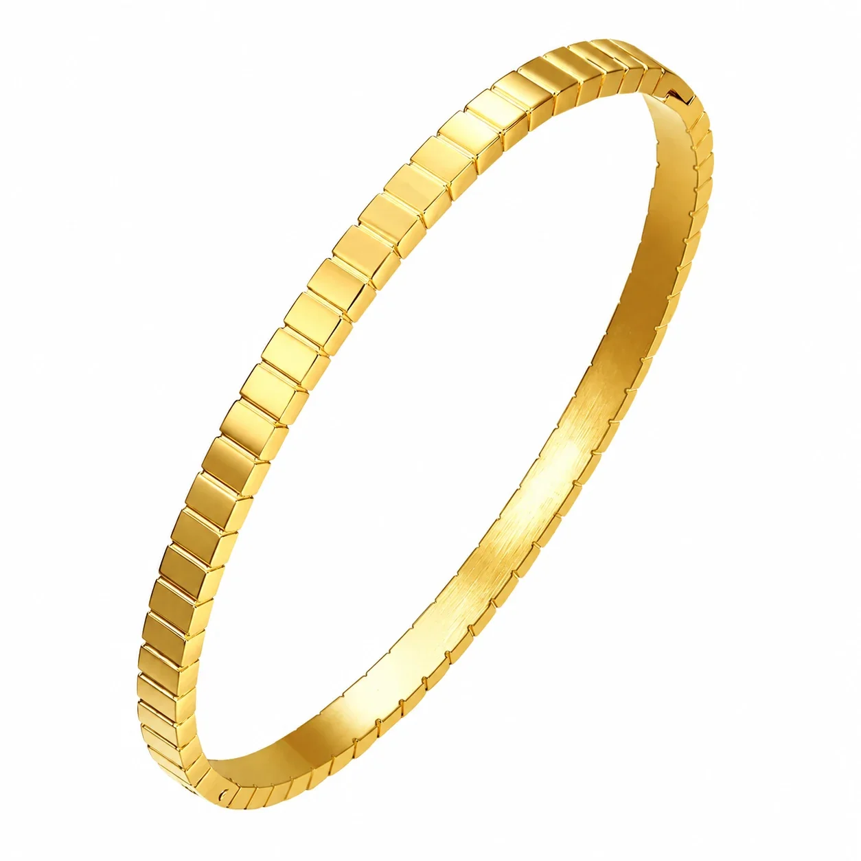 Armring met vierkante kastzettingen met zirkonia, roestvrij staal productfoto