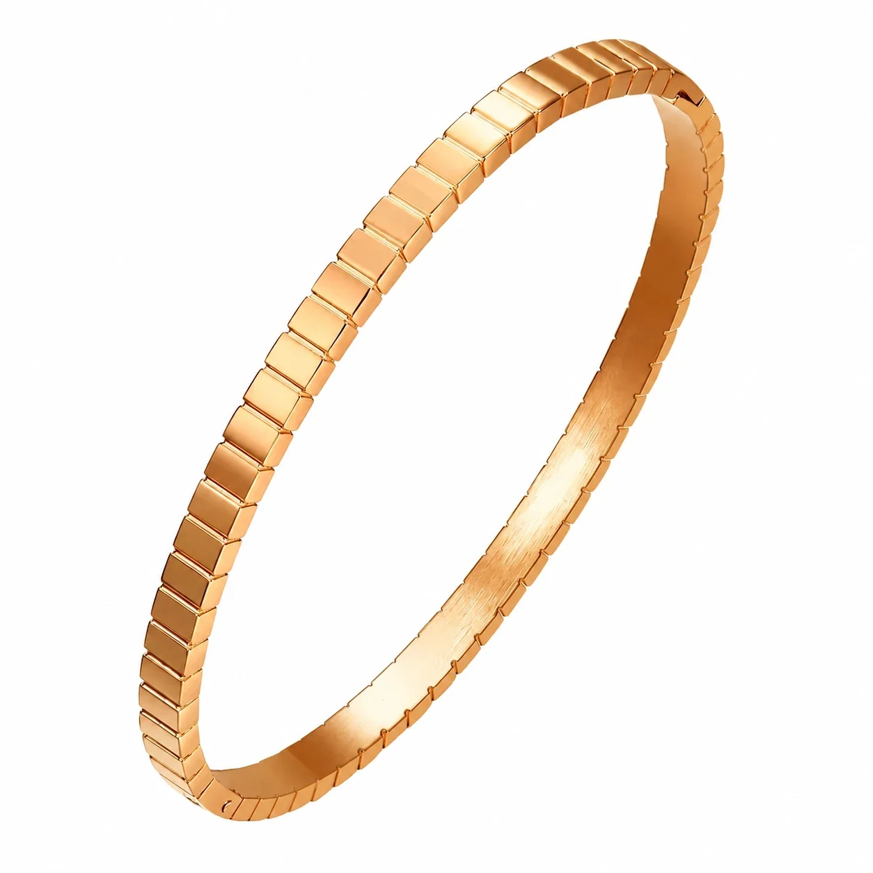 Armring met vierkante kastzettingen met zirkonia, roestvrij staal productfoto