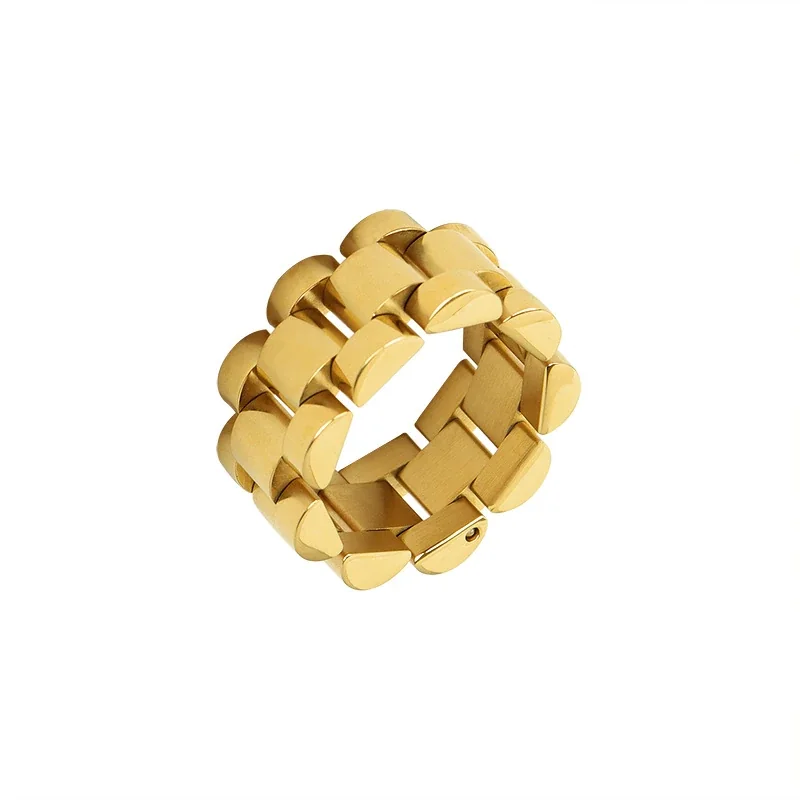 Sculptural 316 Stainless Steel Link Band Ring