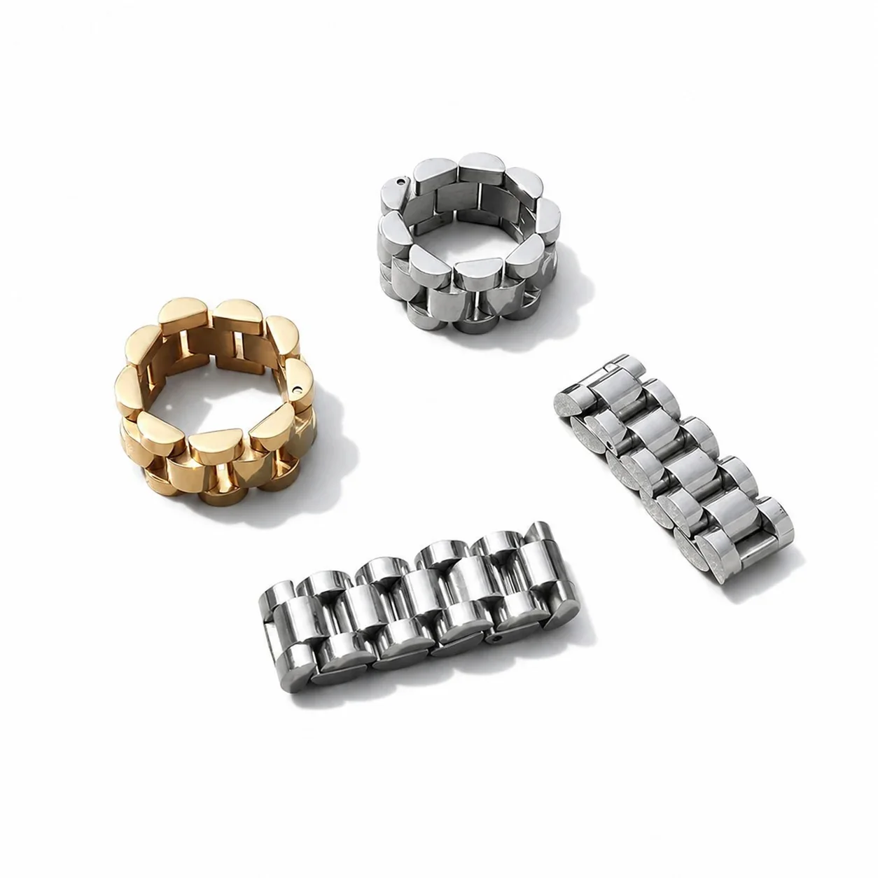 Sculptural 316 Stainless Steel Link Band Ring