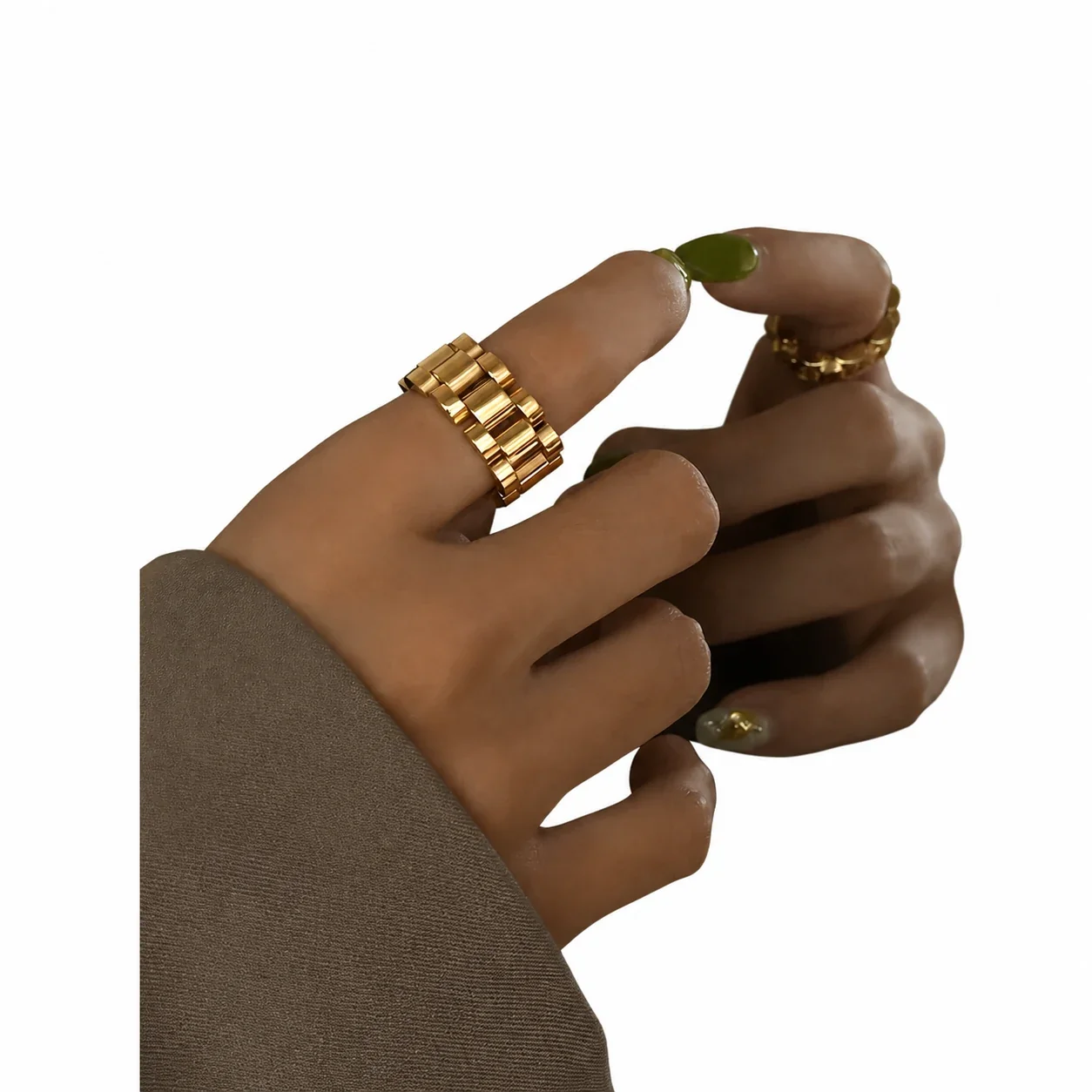 Sculptural 316 Stainless Steel Link Band Ring