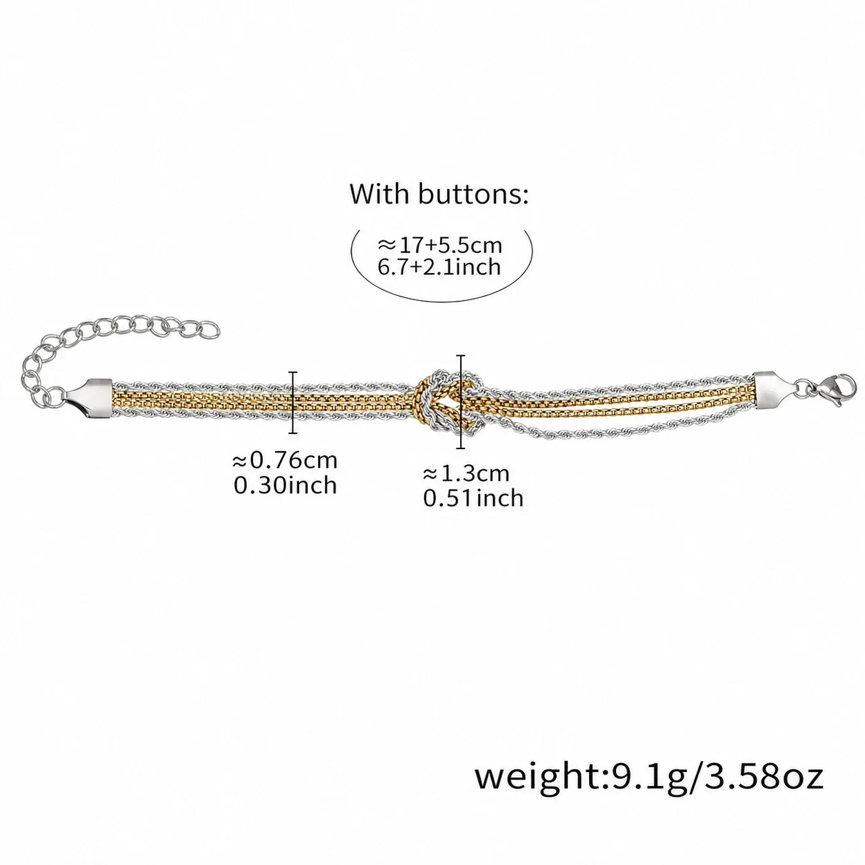 Knotted Stainless Steel Multi-Chain Bracelet - Tone
