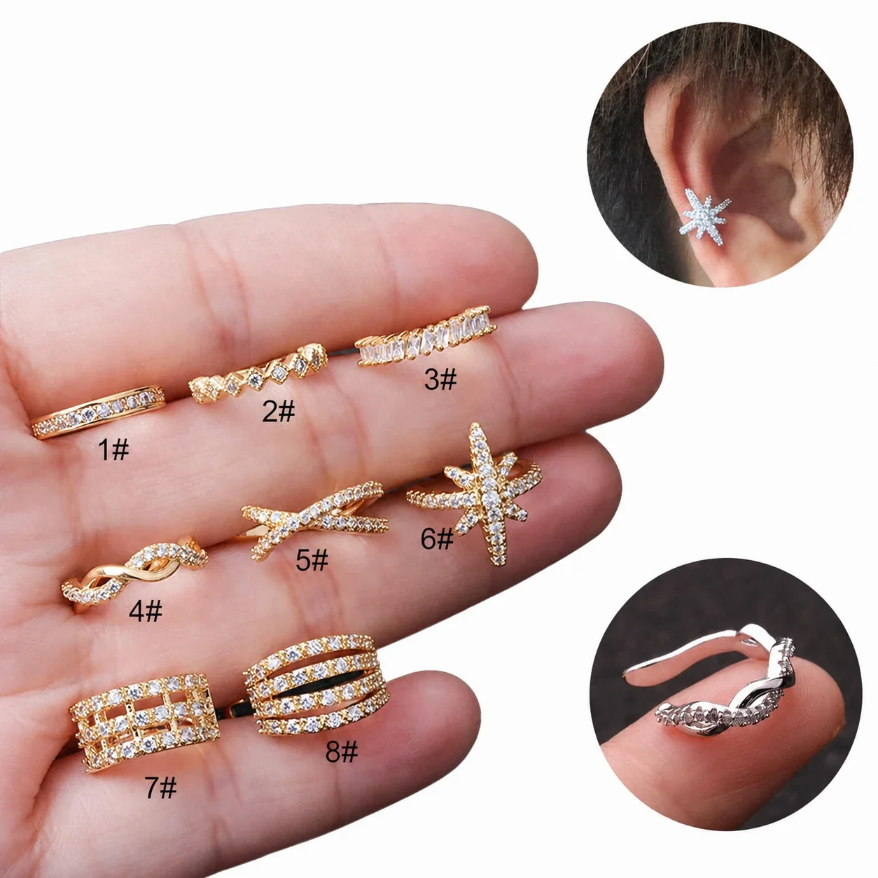 Sparkling 316 Stainless Steel Pavé Ear Cuff 10mm