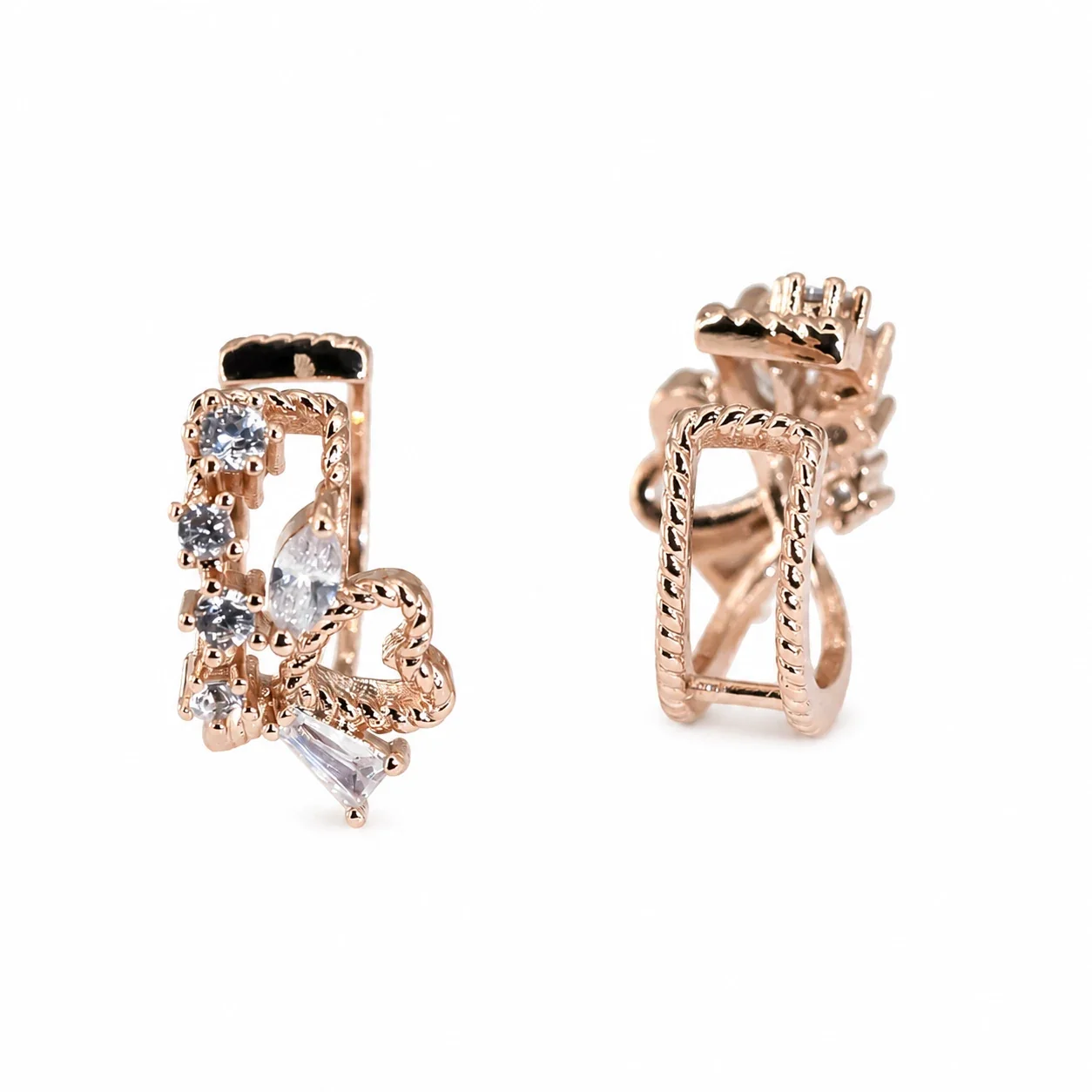 Sparkling 316 Stainless Steel Pavé Ear Cuff 10mm - Rose Gold Style