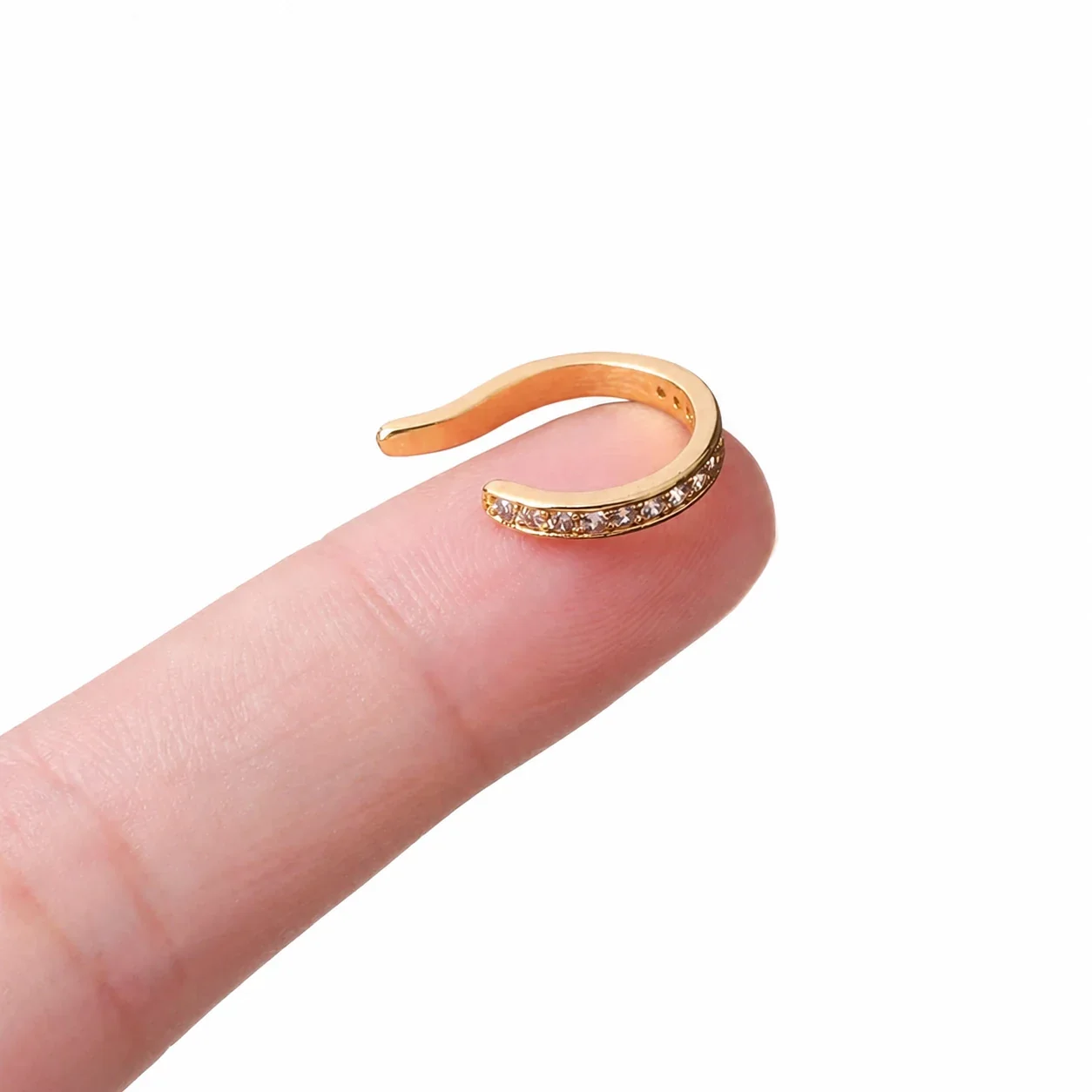 Sparkling 316 Stainless Steel Pavé Ear Cuff 10mm - Gold Slim Pavé Band