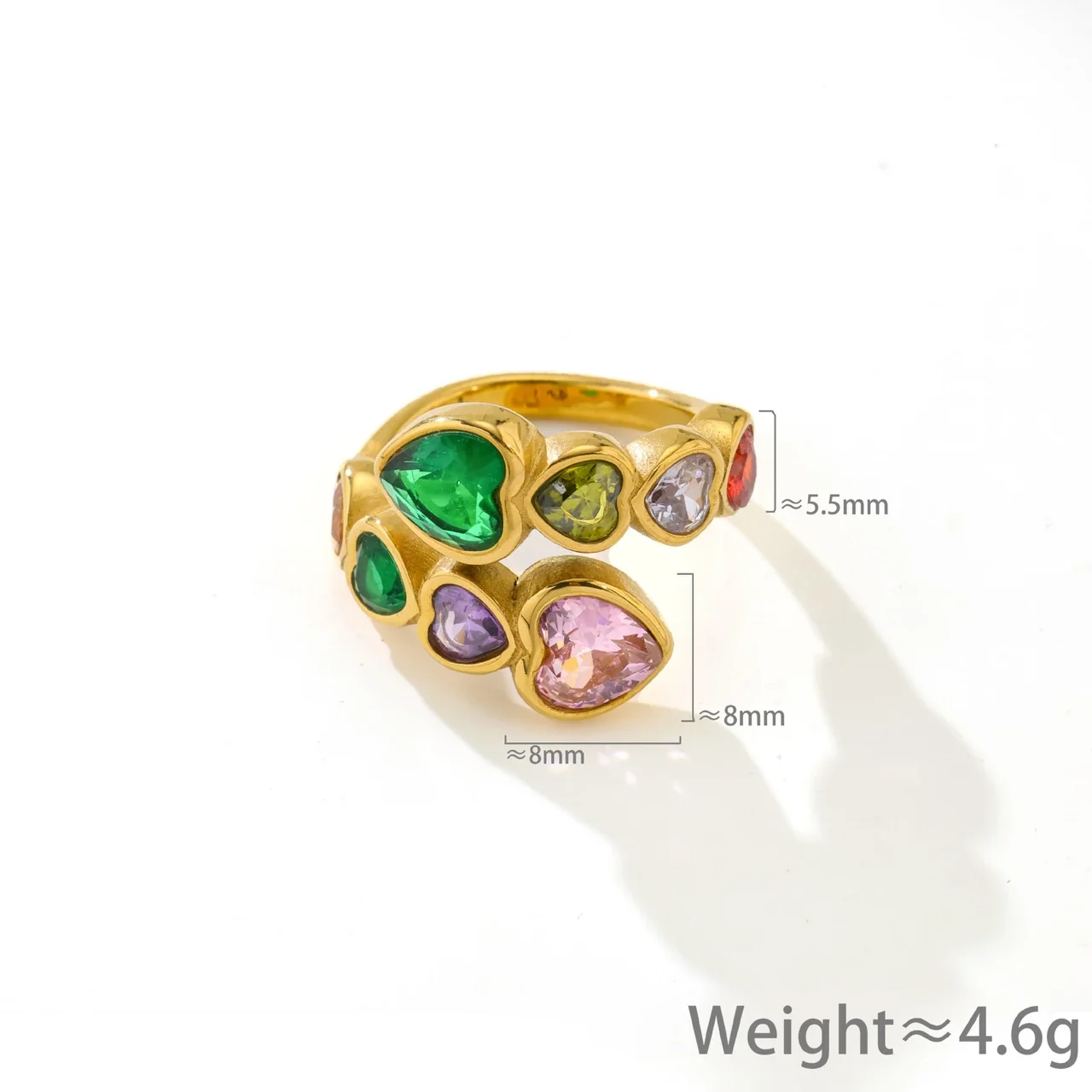 Heart Cluster Ring with Bezel-Set CZ, Gold-Plated Steel