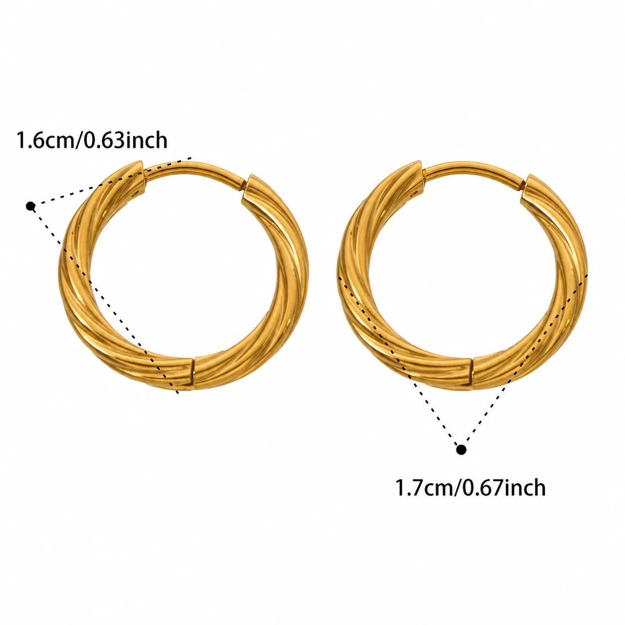 Sculpted 18K Gold-Plated Twisted Ridged Hoop Earrings - Gold L