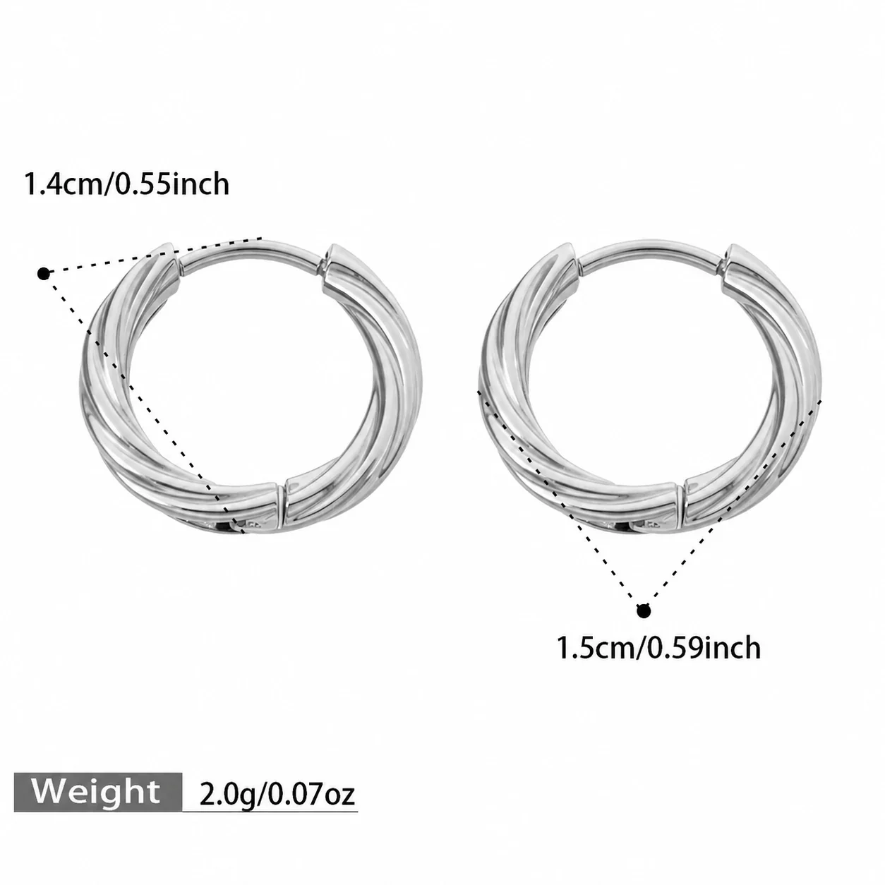 Sculpted 18K Gold-Plated Twisted Ridged Hoop Earrings - Silver M