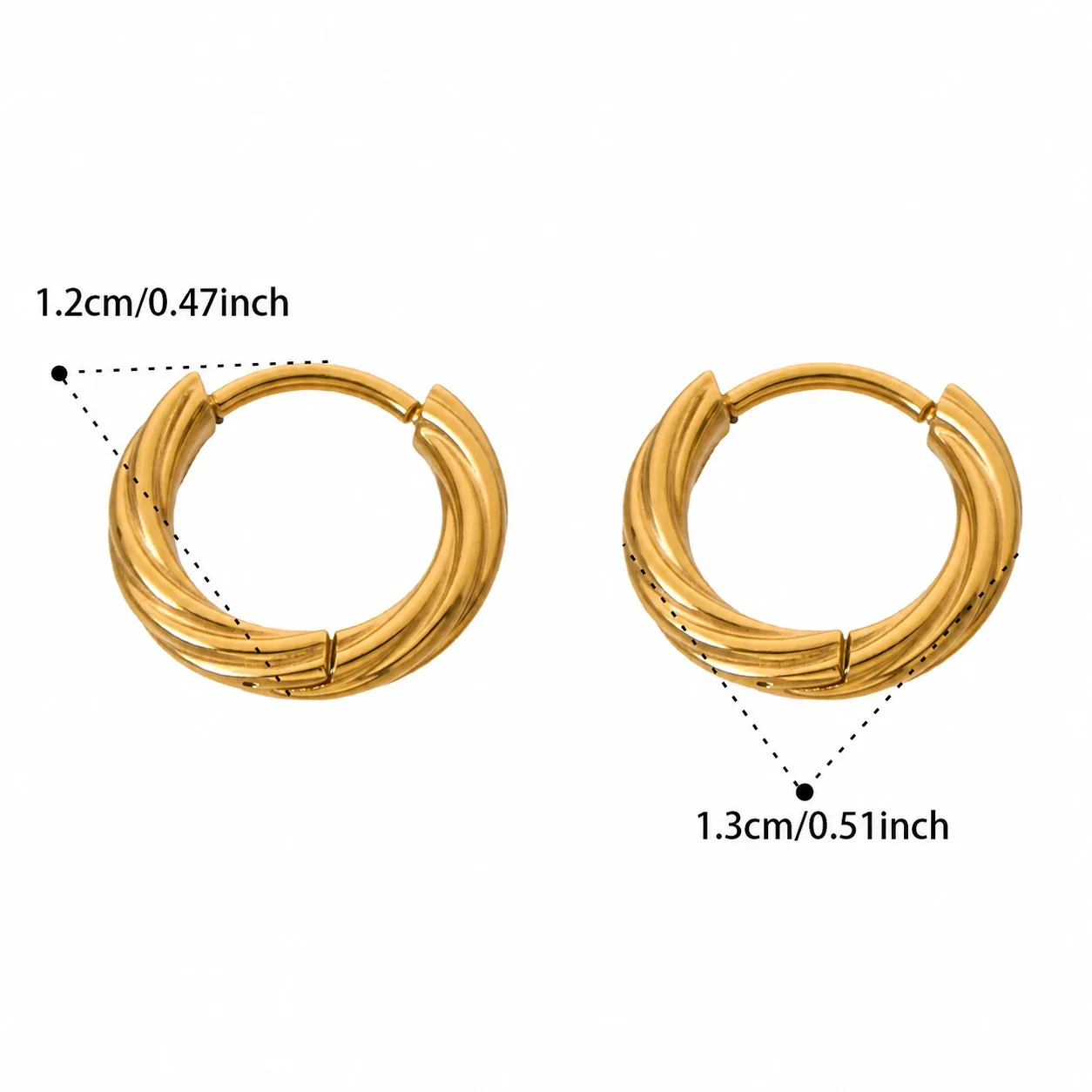 Sculpted 18K Gold-Plated Twisted Ridged Hoop Earrings - Gold S