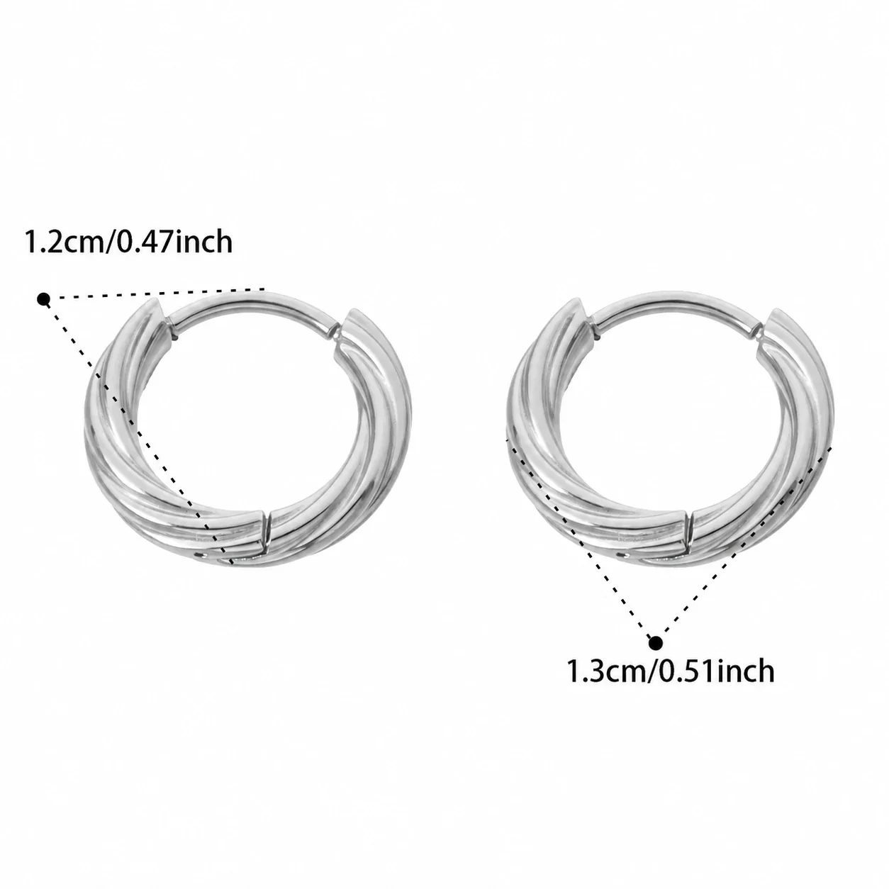 Sculpted 18K Gold-Plated Twisted Ridged Hoop Earrings - Silver S