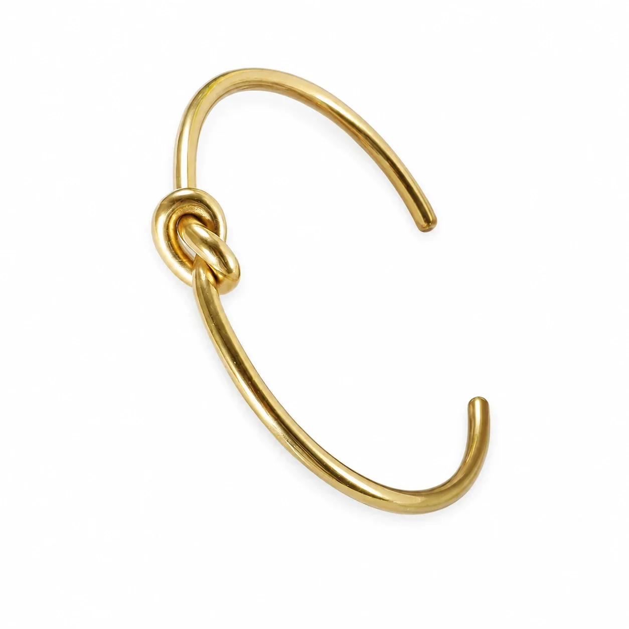 Hoop Earrings with Knot Charm Stainless Steel Gold-Plated