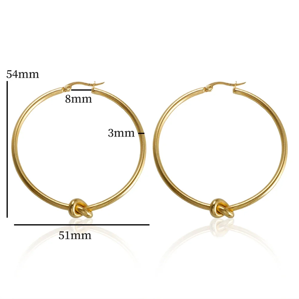 Hoop Earrings with Knot Charm Stainless Steel Gold-Plated - Gold