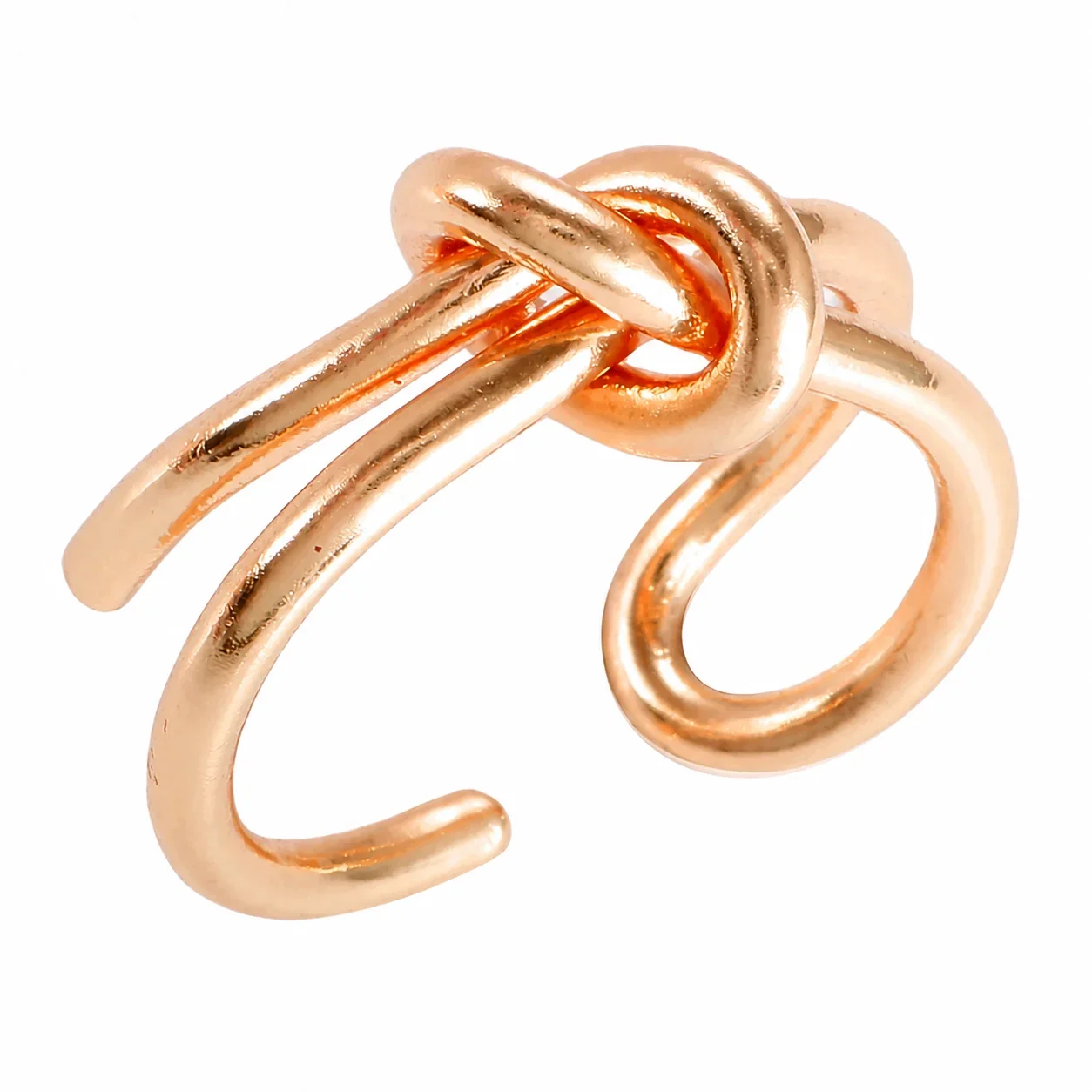 Hoop Earrings with Knot Charm Stainless Steel Gold-Plated - Rose Gold
