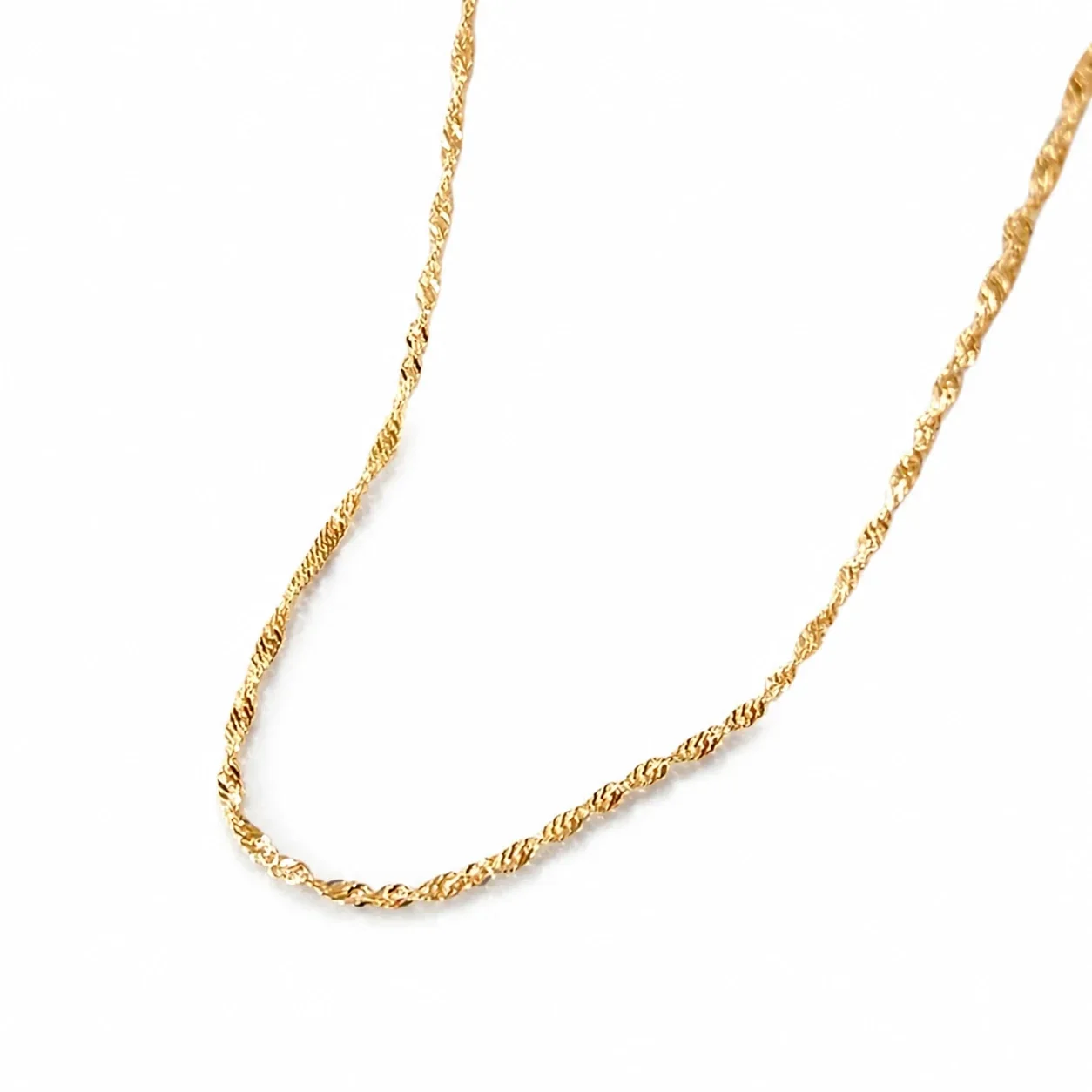 Chain Necklace with Twisted Wave Texture 316 Stainless Steel PVD - Gold