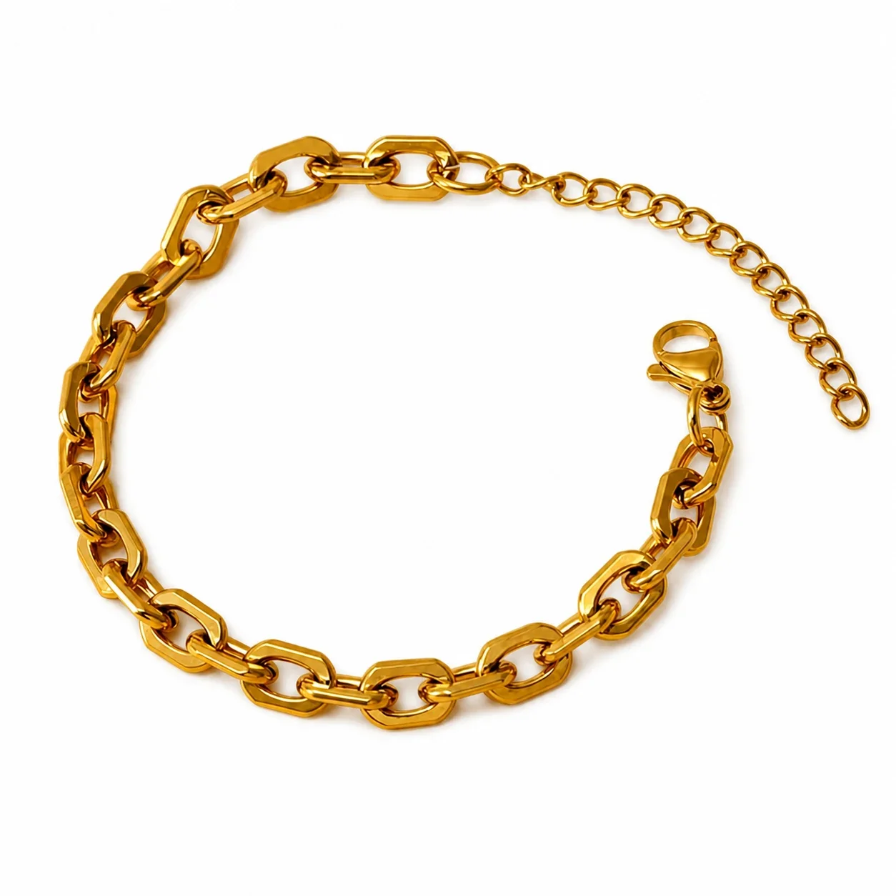 Bold Gold-Plated Stainless Steel Paperclip Link Bracelet
