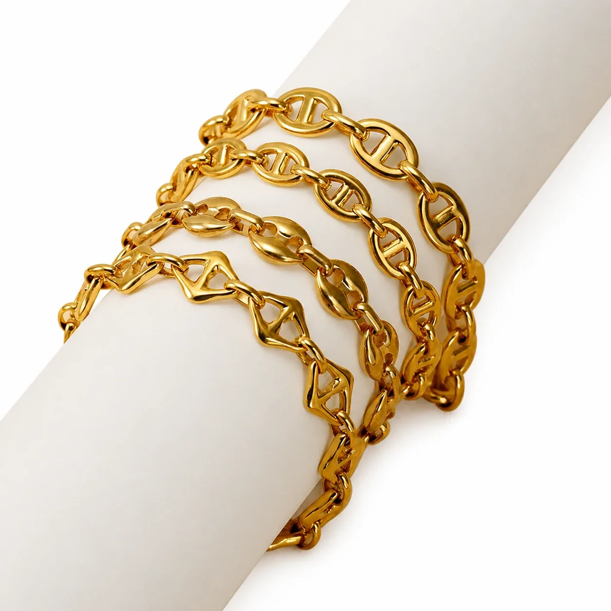Bold Gold-Plated Stainless Steel Paperclip Link Bracelet