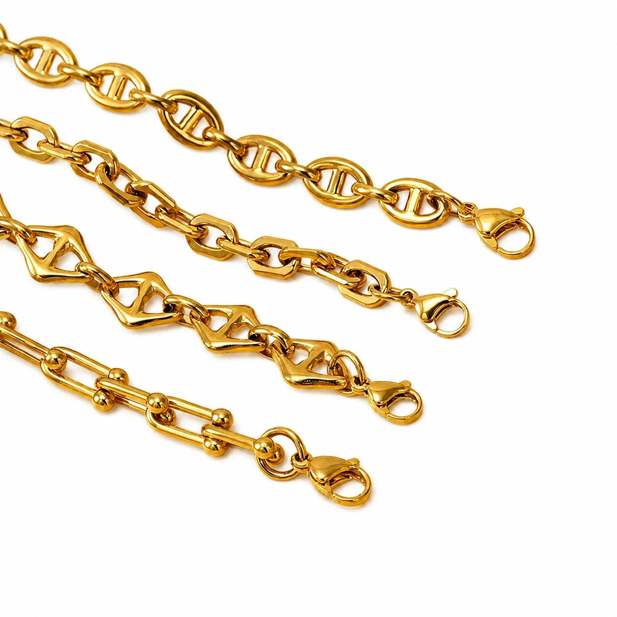 Bold Gold-Plated Stainless Steel Paperclip Link Bracelet