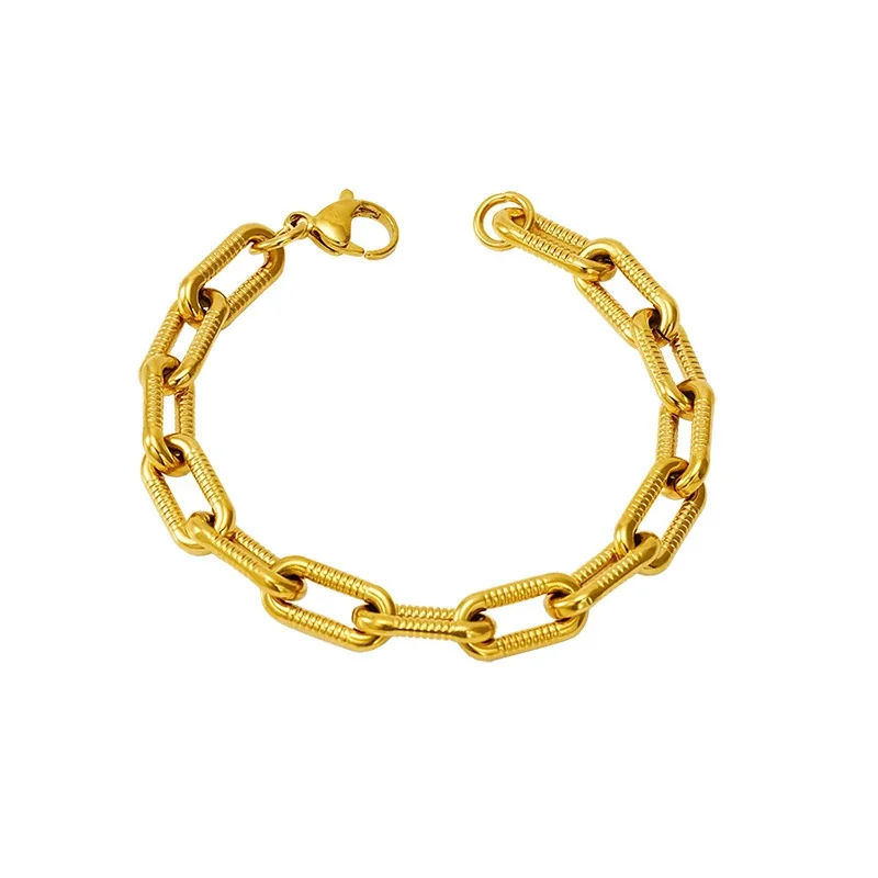 Bold Gold-Plated Stainless Steel Paperclip Link Bracelet