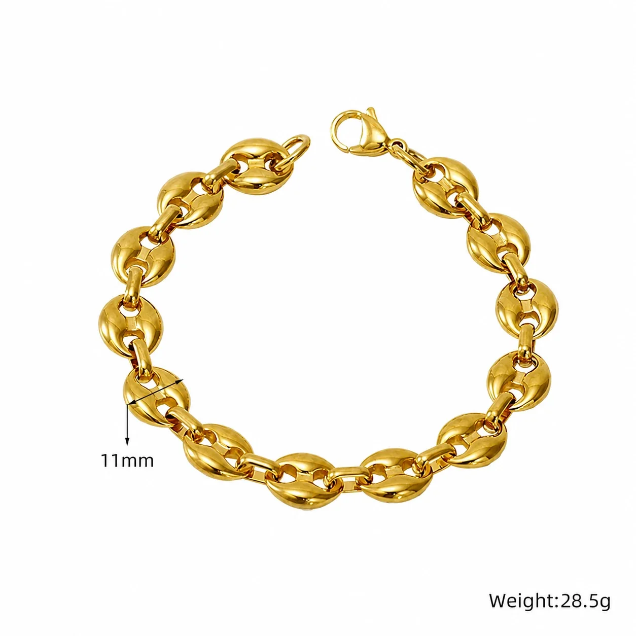 Bold Gold-Plated Stainless Steel Paperclip Link Bracelet - Gold H-Link