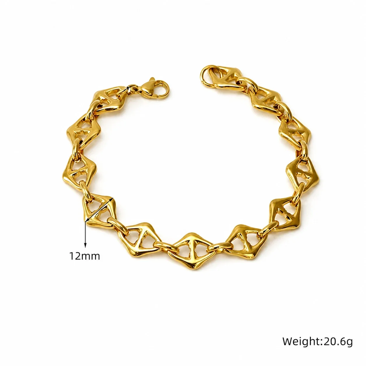 Bold Gold-Plated Stainless Steel Paperclip Link Bracelet - Gold Open Oval Link