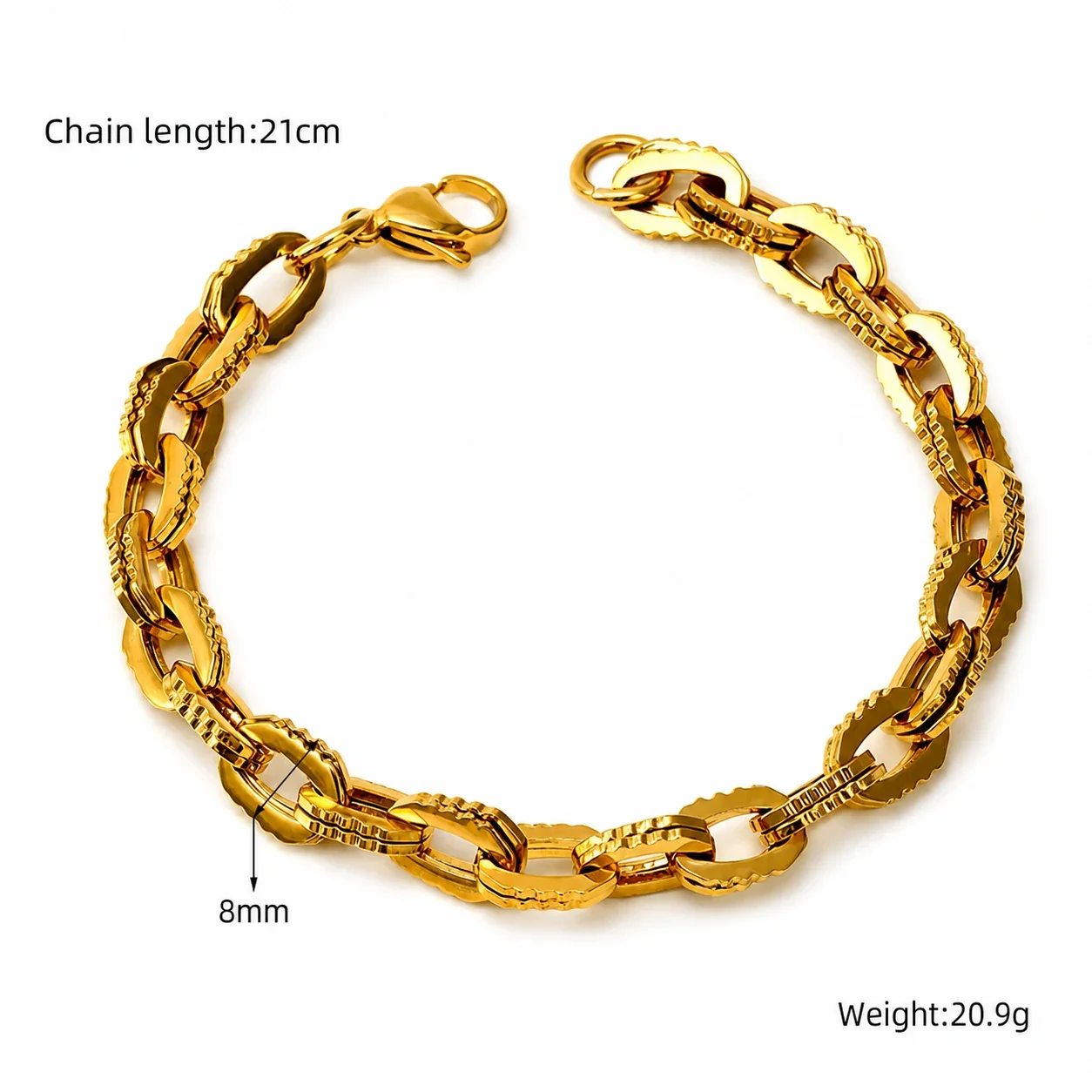 Bold Gold-Plated Stainless Steel Paperclip Link Bracelet - Gold Geometric Link