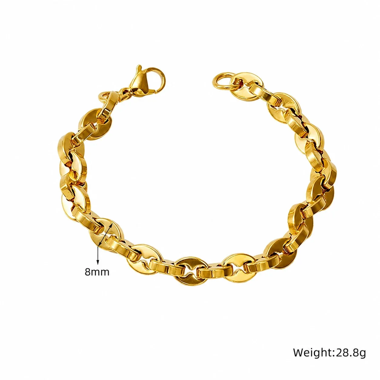 Bold Gold-Plated Stainless Steel Paperclip Link Bracelet - Gold Anchor Link