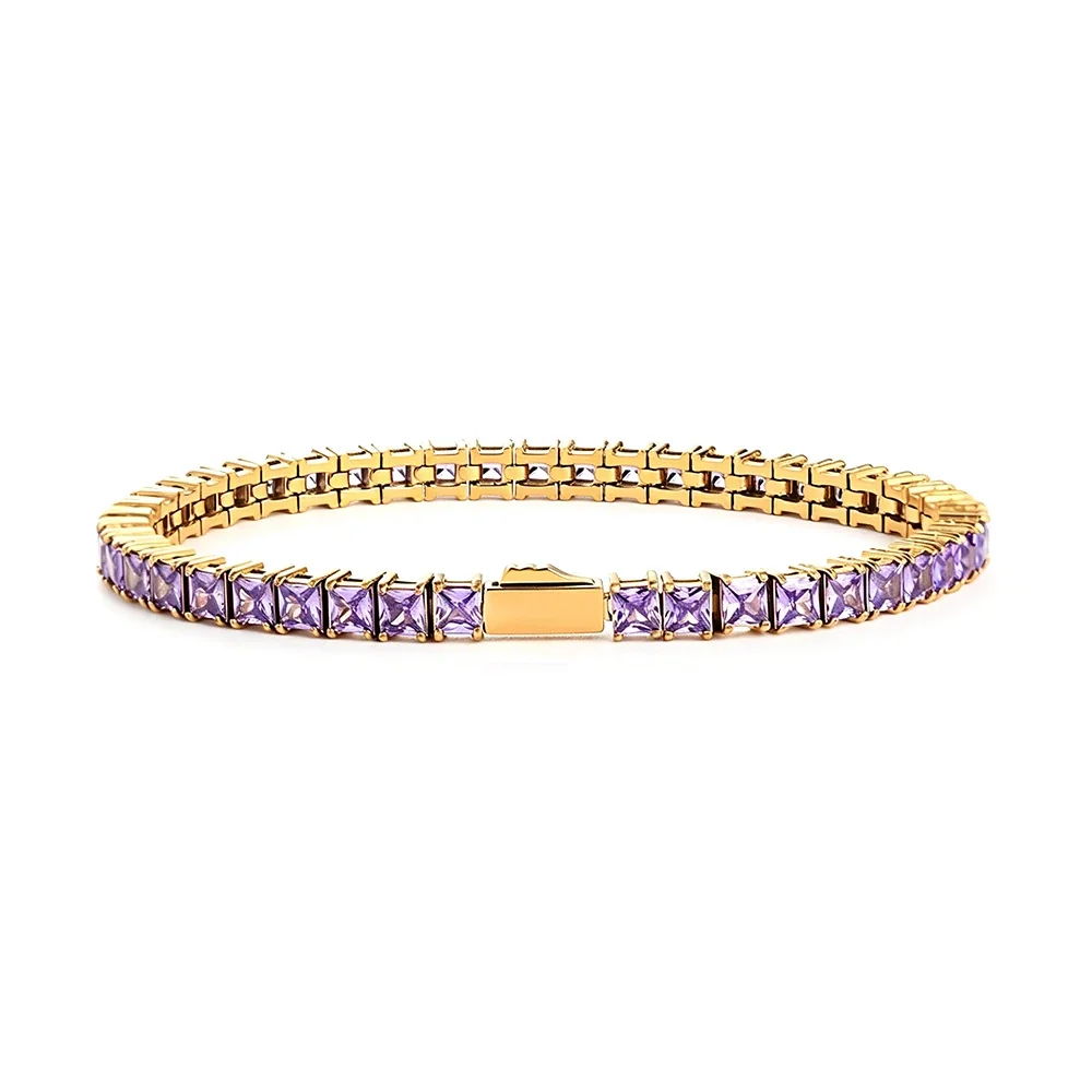 Graphic 316 Stainless Steel Square CZ Tennis Bracelet