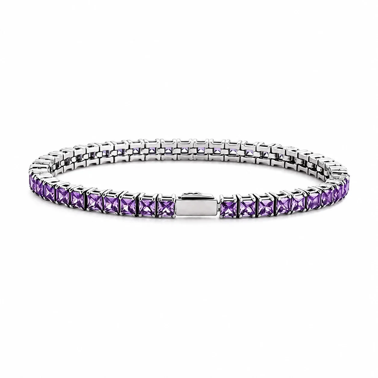 Graphic 316 Stainless Steel Square CZ Tennis Bracelet