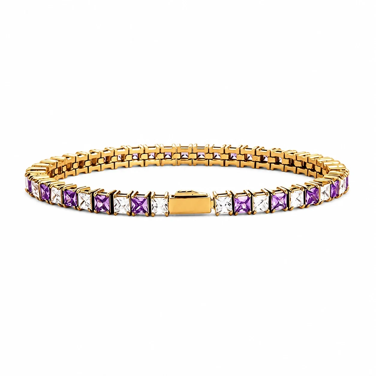 Graphic 316 Stainless Steel Square CZ Tennis Bracelet