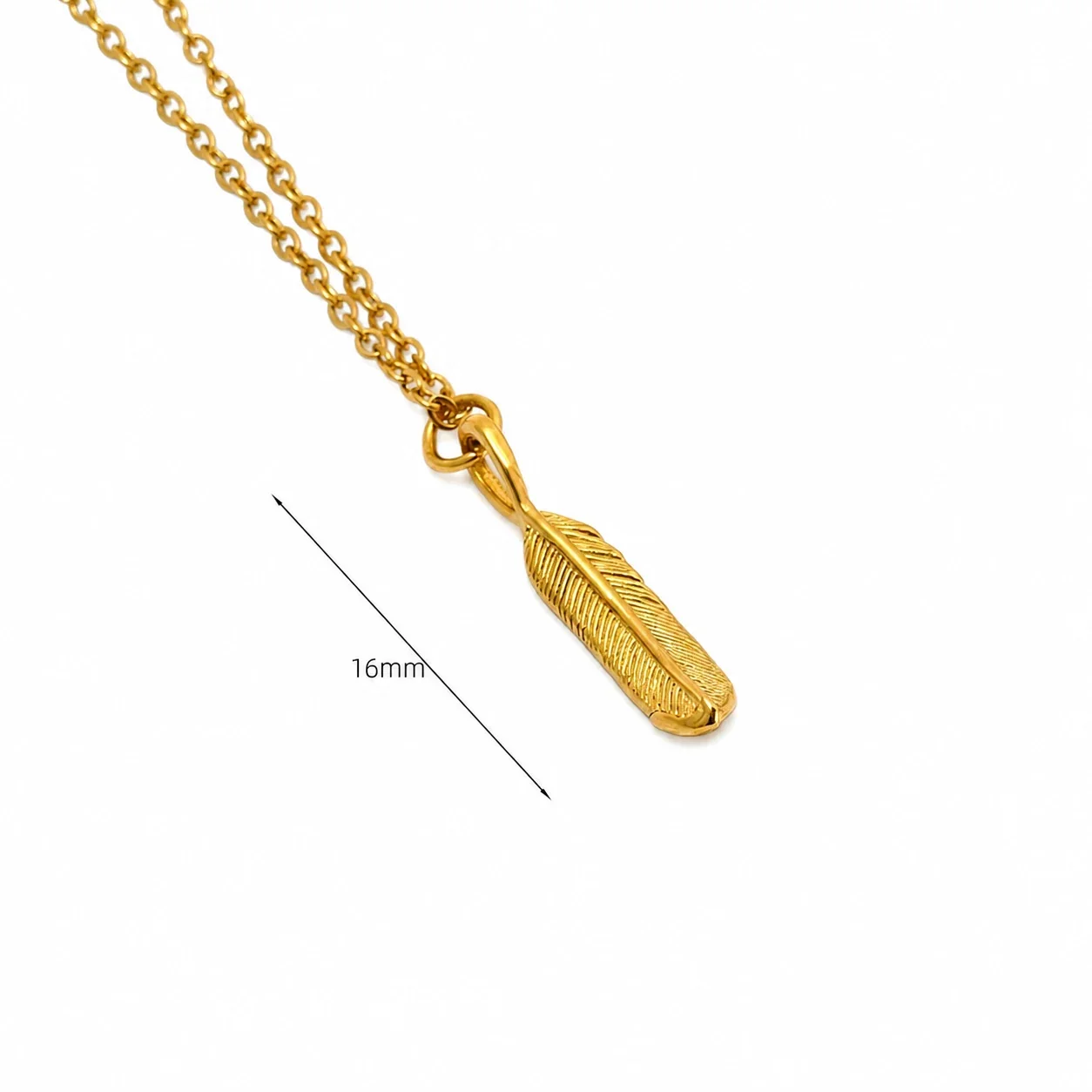 Sculptural Mermaid & Feather 316 Stainless Steel Necklace - Gold Feather with