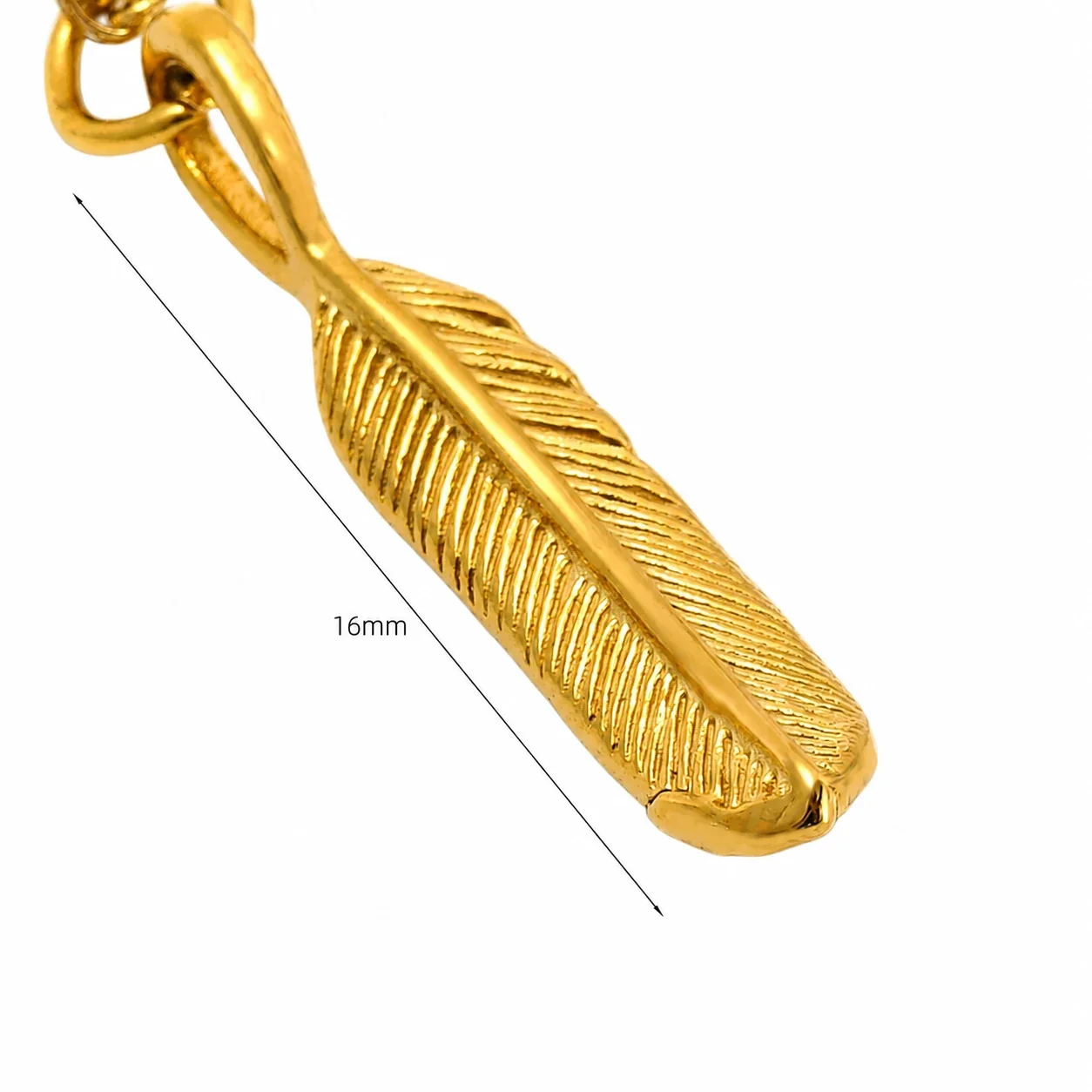 Sculptural Mermaid & Feather 316 Stainless Steel Necklace - Gold Feather