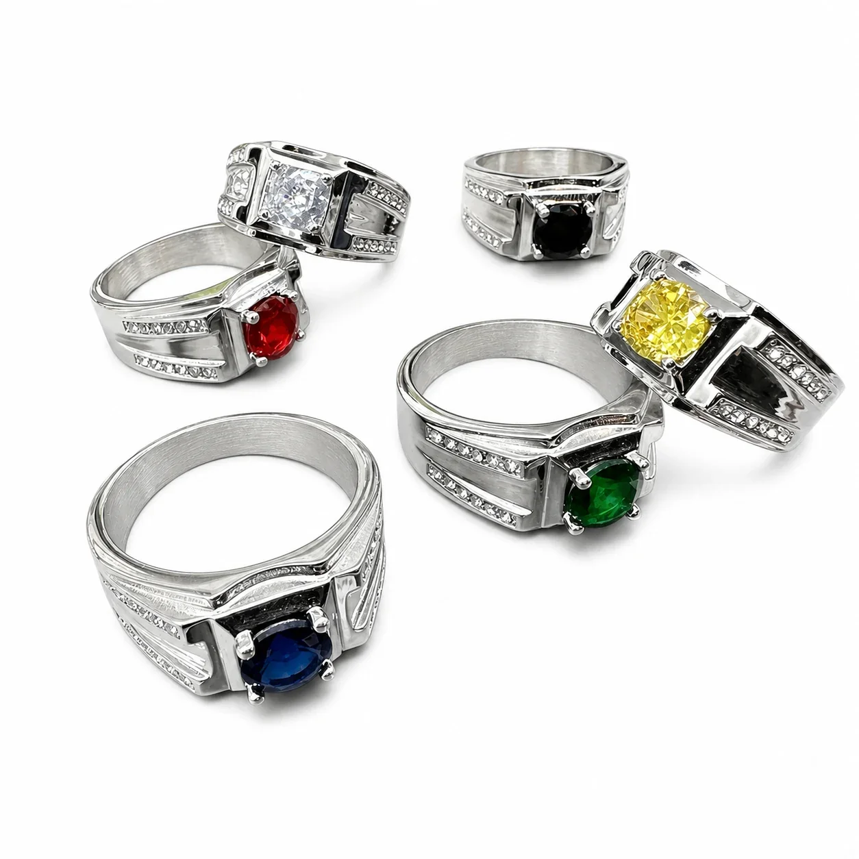 Bold 316 Stainless Steel Round-Cut CZ Signet Ring