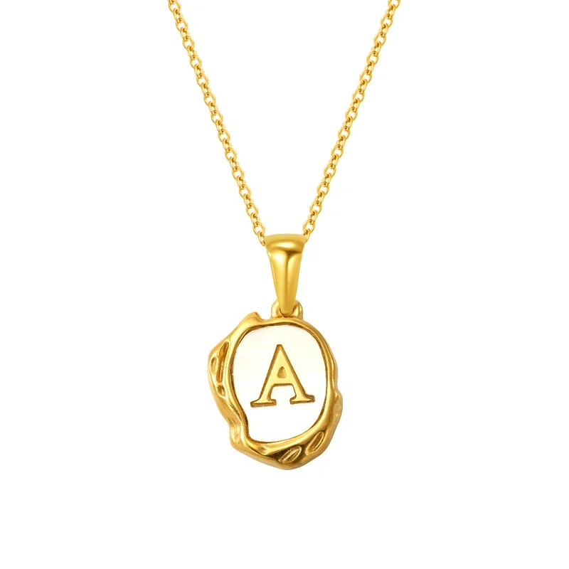 Molten Gold-Plated Shell Initial Pendant Necklace