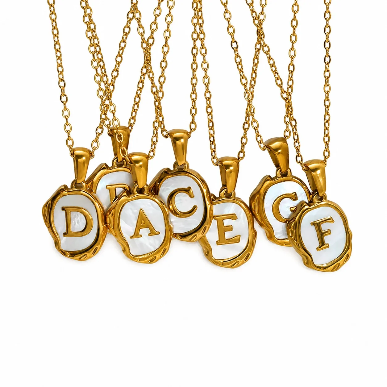 Molten Gold-Plated Shell Initial Pendant Necklace