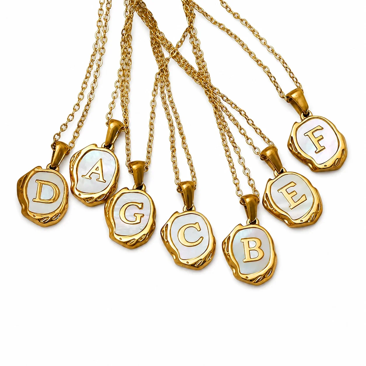 Molten Gold-Plated Shell Initial Pendant Necklace